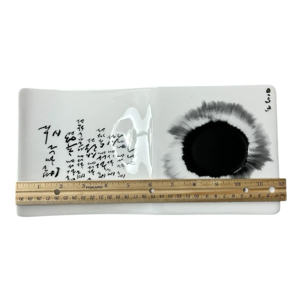Li Sang Bong x HAENGNAM Korean Porcelain Calligraphy Art Poem Plate Black /White